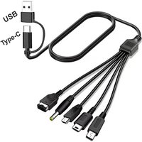 5 in 1 USB Type C Fast Charging Cord For NEW 3DS XL NDS Lite NDSI LL WII U Charger For GBA For PSP 1000/ 2000 3000 Gaming Cable