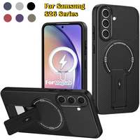 Magnetic Carbon Pattern Stand Cases for Samsung Galaxy S26 S25 S24 S23 + Ultra A05 A06 A07 A12 A13 A14 A15 A16 A25 A26 A54 Cover