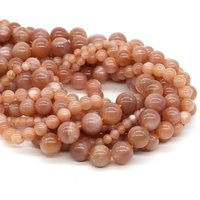 4/6/8/10mm Natural Gemstone Orange Moonstone Round Loose Spacer Crystal Stone for Jewelry Making Diy Handicrafts Accessories