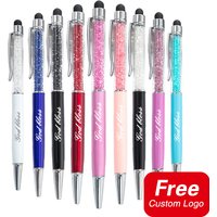 20Pcs/lot Custom Logo Pen Crystal Diamond Metal Ballpoint Pens Personalized Business Advertising Small Gift Stationery Wholesale