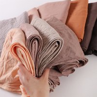 Plain Cotton Feel Wrinkle Hijab Scarf Woman Muslim Hijab Shawls Soft Long Wraps Solid Color Ladies Turban Elegant Headband Stole