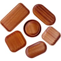 1pc Tableware Solid Wood Food Tray Round Rectangle Dessert Plate Japanese-style Wooden Snack Fruit Tea Saucer Pallet Bread Board