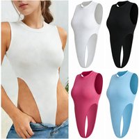 Womens Clothing Midriff Costume Bodysuit Sleeveless Slim Stretchy Tank Top Rompers Sexy Style Flattering For Party Playsuits 38b