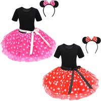 New Cute Baby Girl Dress for 9M-8Yrs Children Summer Kids Minni Mouse Polka Dot Dress Girls Birthday Party Christmas Costume