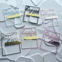 3pcs/1PC Happy Birthday Square Acrylic Cake Topper Gold Silver Rose Gold Birthday Party Cake Decoration Accessories