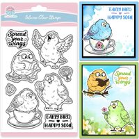 Cartoon Comic Birds Clear Stamp for Scrapbooking Cute Animals Stamps Flower Teacup Transparent Stamp for Card Making