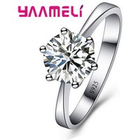 Fine Wedding Rings for Men Women Gift S925 Sterling Silver Austrian Crystal Engagement Proposal Ring Jewelry Bague Femme
