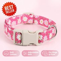 Cotton Dog Collar Cute Dog Collar Suitable for Small, Medium, and Large Dogs Peach Red Flower Soft Fancy Pet Collar Girl Flower