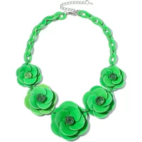 Blucome 2022 New Acrylic Flower Shape Necklace Female Exaggerated Clavicle Sweater Necklace Unique Women Girls Pendant Jewelry