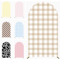 Plaid Checkered Arch Cover Backdrop Yellow Pink Blue Brown Striped Leopard For Birthday Party Baby Shower Decoration Background