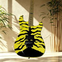 Guitare électrique STP à rayures tigre jaune et noir, manche en érable, double humbucker, double tremolo, métal, pour répétitions de groupe