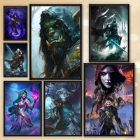 Game World Poster W-Warcrafts HD Anime Anime Hot Theme Singer/OST/Movie-Waterproof Self-Stick Home Of Decor