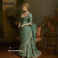 Historical Victorian Gown Bustle Prom Dress Ruched Draped Vintage Evening Gowns Elegant Women Masquerade Costume Customized