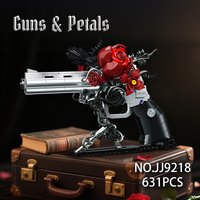 Technical Mechnical Rose Revolver Pistol Gun Building Blocks Military Red Flower Petal Gun MOC Bricks Assemble Toy Children Gift