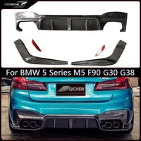 For BMW 5 Series M5 F90 G30 G38 540i 530 Carbon Fiber Car Rear Bumper Diffuser Rear Splitters Spoiler Back lip 3D Style Body Kit