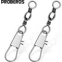 PROBEROS 100pcs metal Fishing Ball Bearing Rolling Swivel, Strong and Secure Line Hook Connector With Interlock Snap