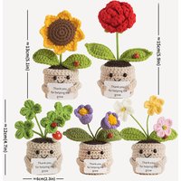 Positive Emotional Support Crochet Flower Plant Pot Creative Handmade Knitted Flowers Home Room Decoration Desktop Ornament Gift