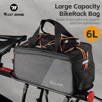 WEST BIKING Bicycle Rack Bag 6L Large Capacity Bike Rear Seat Bag Traveling Hiking Cycling Pannier MTB Road Bike Accessories