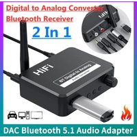 2 in1 Wireless Adadper DAC Bluetooth 5.1 Audio Receiver Digital to Analog Converter 3.5mm AUX RCA L/R U-Disk Optical Stereo Hifi