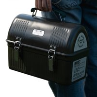 Vintage Metal Lunchbox 9.5L Retro Metal Containers with Handle and Latch Storage Boxes Stores Food Drinks Water Bottle Lunch Box