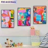 Frameless Abstract Mid Century Wall Art Print Poster Modern Colorful Large Gallery Wall Art Decor Nordic Canvas Painting Home Ro