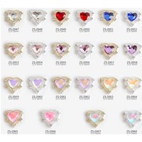 10PCS Nail Art Alloy Gold Silver Hollow Macaron Heart Rhinestone Gem Accessories Luxury French Princess Metal Decoration Charms