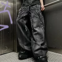 Y2K Ghost Jeans Vintage Relaxed Fit Unisex Jeans High-Street Spider Embroidery Hip-Hop Streetwear A