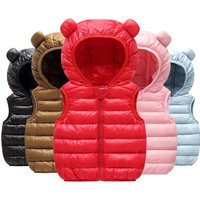 Nouveau bébé garçons filles chaud vers le bas gilet automne hiver coton gilet avec oreilles vêtements d'extérieur pour enfants vêtements pour enfants veste à capuche gilets