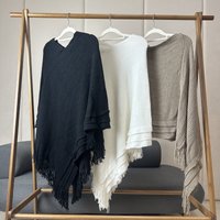 1PCS new knitted shawl women's autumn and winter warm tassel silver silk pullover cape
