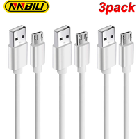 NNBILI 3Pack Micro USB Cable 2.4A Fast Charging Wire Mobile Phone Micro Cable For Xiaomi Samsung Andriod Charge Cables Cord 1M