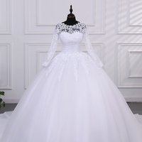 Long Sleeve Wedding Dresses Cheap Wedding Dress Pure White Wedding Dresses With Train Customized Brides Party Dress 2025 New