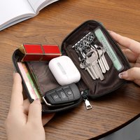 Men Women Mini Zipper Key Holder Organizer Pouch PU Leather Fashion Car Key Bag Wallet Money Card Key Case