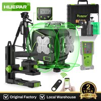 Huepar S04CG 16-Linien-Laser-Nivelliergerät, selbstnivellierendes Kreuzlinien-Laser-Nivelliergerät-Set mit Detektor, Stativ, Fernbedienung, LCD-Bildschirm