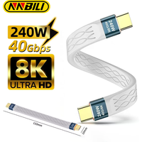 NNBILI Type-C to USB-C PD 240W Short Cable Fast Charging Type-C Cord 40Gbps Data Transfer 8K Flat Slim FPC Data Charge Cable