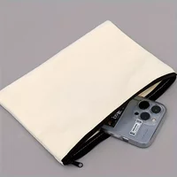 1PC-Student Stationery Bag Zipper DIY Graffiti Pen Bag Cotton Pen Bag Blank Storage Canvas Pen Bag Pencil Storage Bag