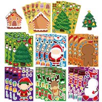 8-48Sheets Christmas Children DIY Puzzle Sticker Games Unicorn Make A Face Funny Assemble Jigsaw Stickers Kids Educational Toys