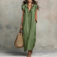 Bohemian Flounce Sleeve Gown Floor Length High Waist A-Line Skirt Polyester Fabric Casual Style Spring Summer New Arrival