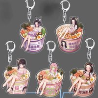 Anime Aartoon keychain Kochou Shinobu Nezuko Instant Noodle Cup Acrylic Pendant Keychain Backpack Decoration