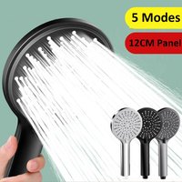Silver Black High Pressure 12cm Large Flow Shower Head 5 Modes Spray Massage Rainfall Handheld Showerhead Bathroom Accessories
