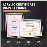 Acrylic Photo Frame, 6/7/8/10 inch & A4 Size, Transparent Desktop Display Stand for Postcards, Certificates & Posters