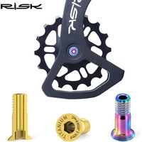 RISK Titanium Alloy Shift Rear Derailleur Pulley Jockey Wheel Fixing Bolts Screws 2pcs/M5*14.2mm for Road Mountain Bike Bicycle