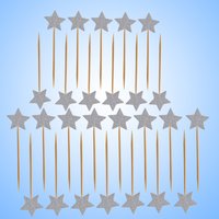 50Pcs Glitter Star Cake Toppers Pentagram Decorations Birthday Wedding Party Cake Cupcake Dessert Table Star Cupcake Toppers