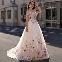 Flowers Civil Brides Dresses Vestidos De Novia Plus Size Wedding Dress Floral Fabric Non-traditional Wedding Dress Customized