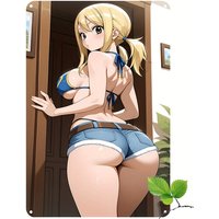 Vintage Anime Blonde Girl in Bathroom Door Poster - Retro American Metal Tin Sign, Waterproof & Dustproof Wall Decor for Home,