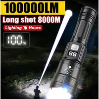 Rechargeable LED Flashlight 100000LM Waterproof for Outdoor Camping Fishing Lantern Super Bright Long Range Tactical Torch