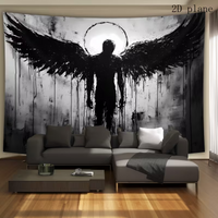 2D flat Banner 1PC, Black angel hanging cloth, used for planning parties on living rooms, bedrooms, offices, home walls.