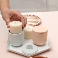 Boowan Nicole 3.5OZ Minimalist Concrete Candle Jar with Lid Silicone Mold Handmade Sustainable Candle Refill Mold Home Decor