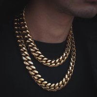 14k Gold-plated Stainless Steel Cuban Necklace For Men Miami Hip-hop For Women Minimalist Jewelry Holiday Gift