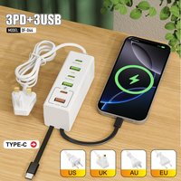 Total 120W USB Power Strip Type C Mobile Phone Charger Fast Charging Electrical Socket Power Strip EU US UK Plug Wall Adapters