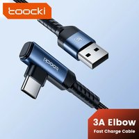 Toocki USB To Type-C Cable 90 Degree Elbow Phone Wire Fast Charging For iPhone 15 Samsung S22 Huawei Xiaomi Honor Charging Cord